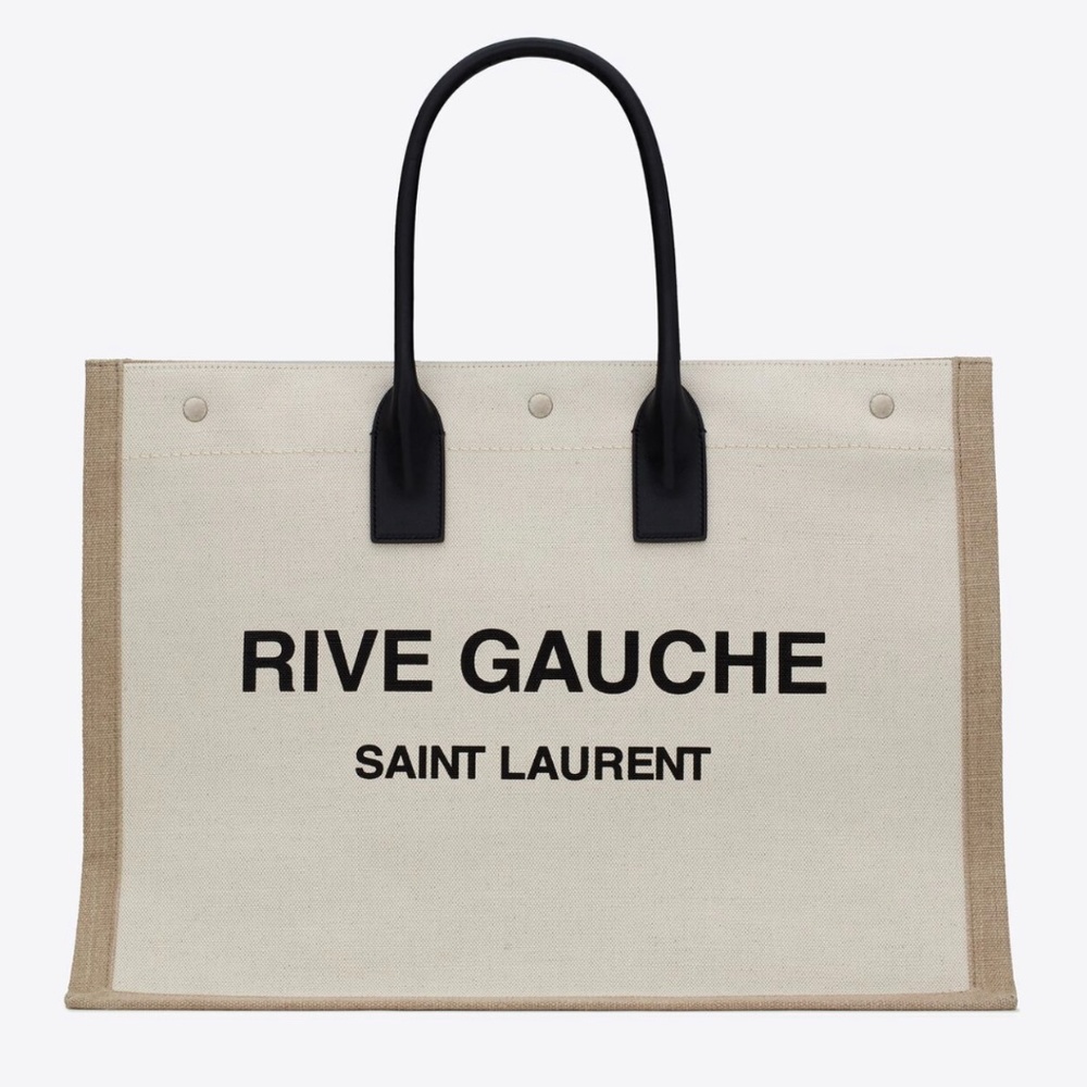 Saint Laurent Rive Gauche Tote in Linen and Leather